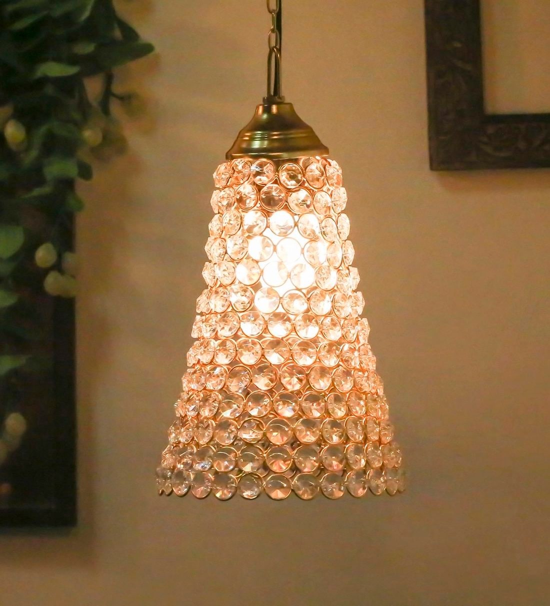 Seirra Gold Crystal Hanging Light, By Homesake