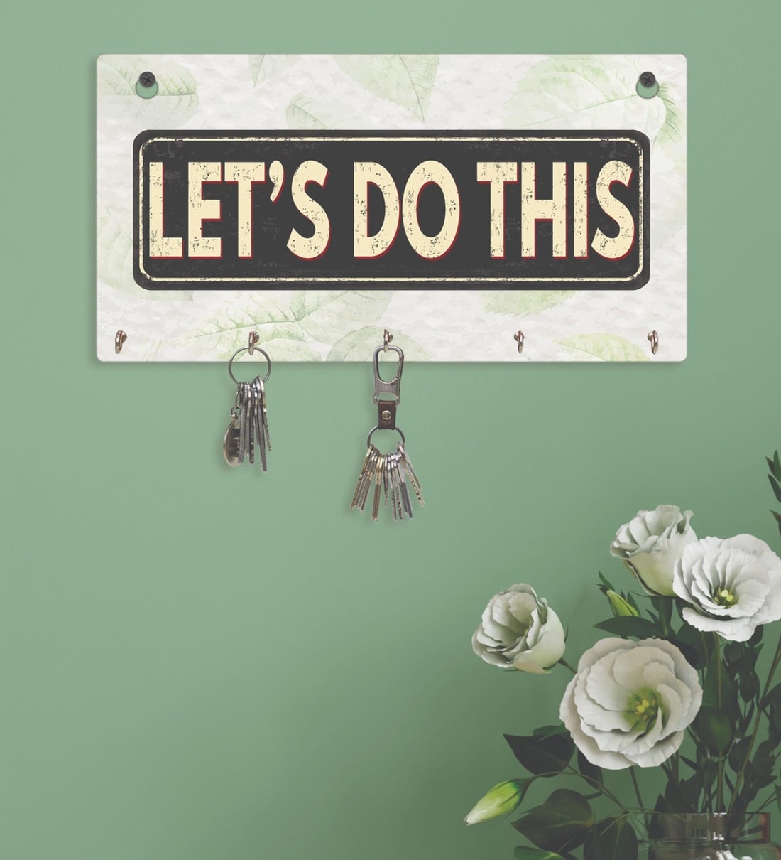 Inspirational Quotes Multicolour Finish Mdf Wall Hanging With 5 Hooks Key Holder, By Random