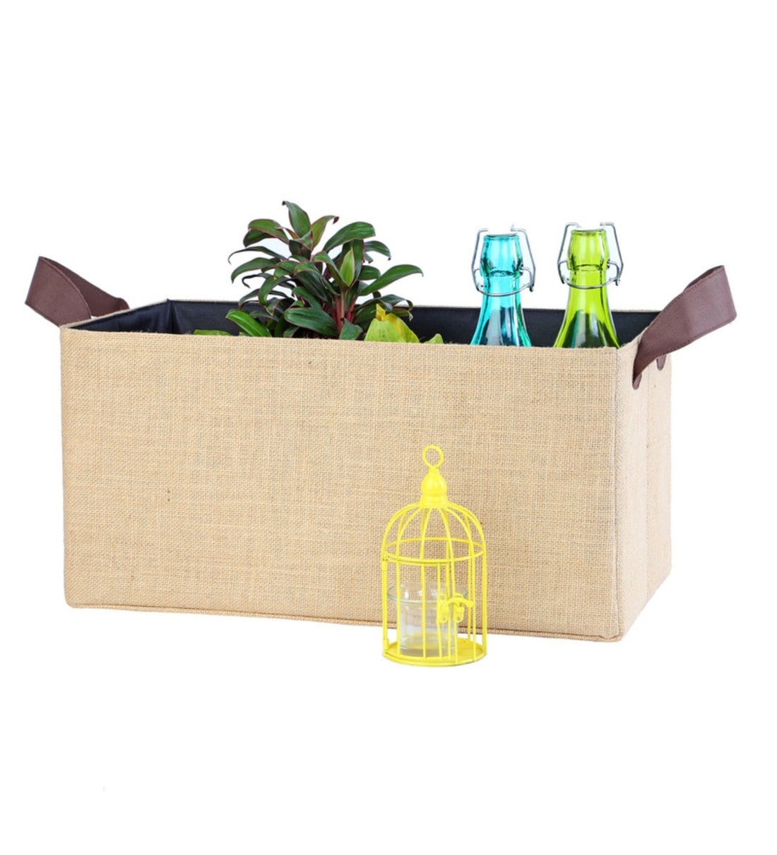 Beige Solid Jute Multipurpose Storage Box, By My gift booth