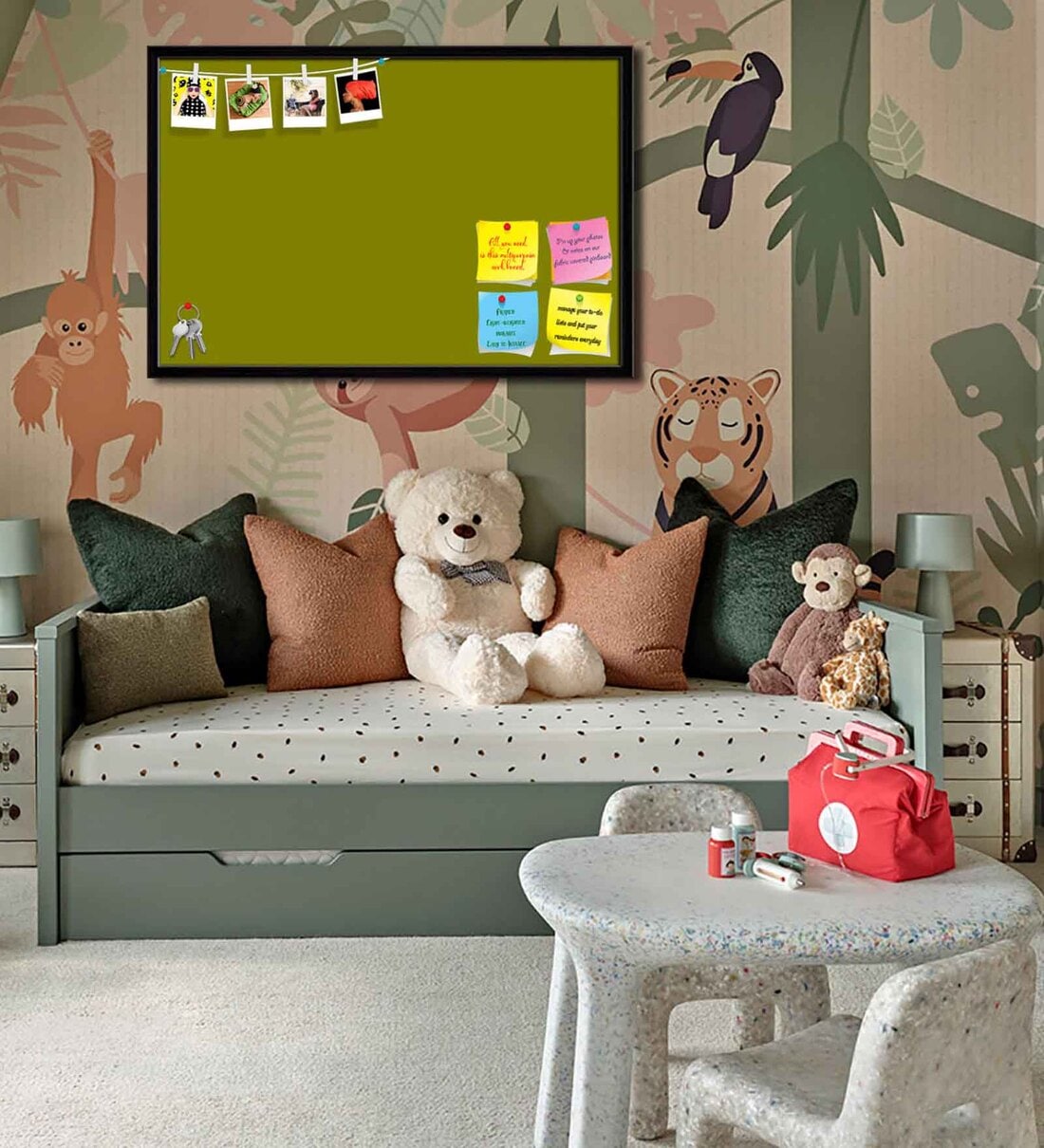 Pear Cork Board Pin Board in Olive Colour, By ArtzFolio