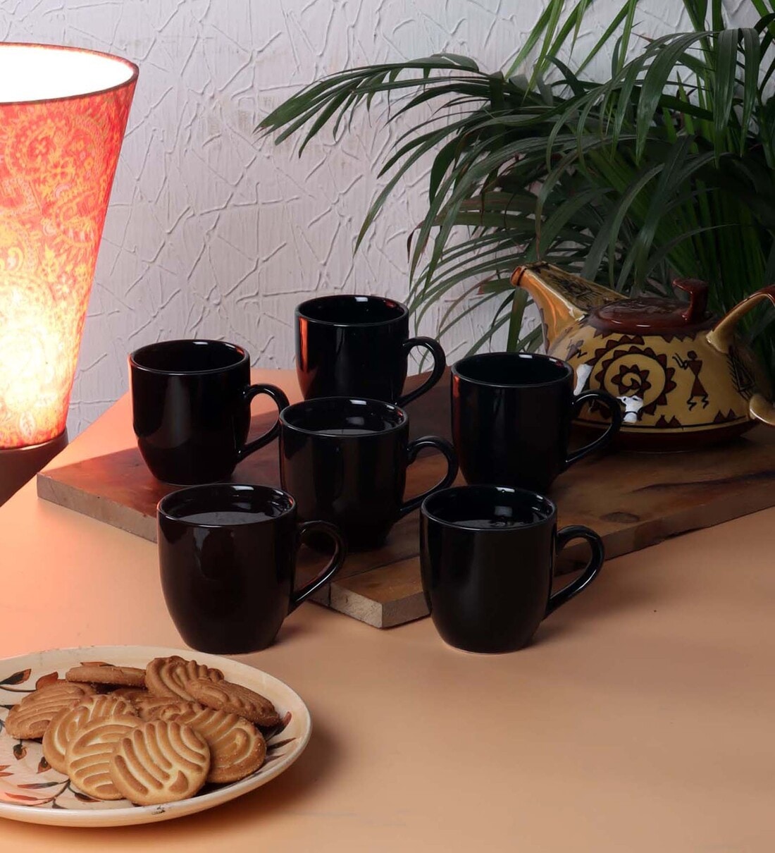 Glossy 200ml Black Ceramic (Set of 6) Coffee Mug, By Cdi