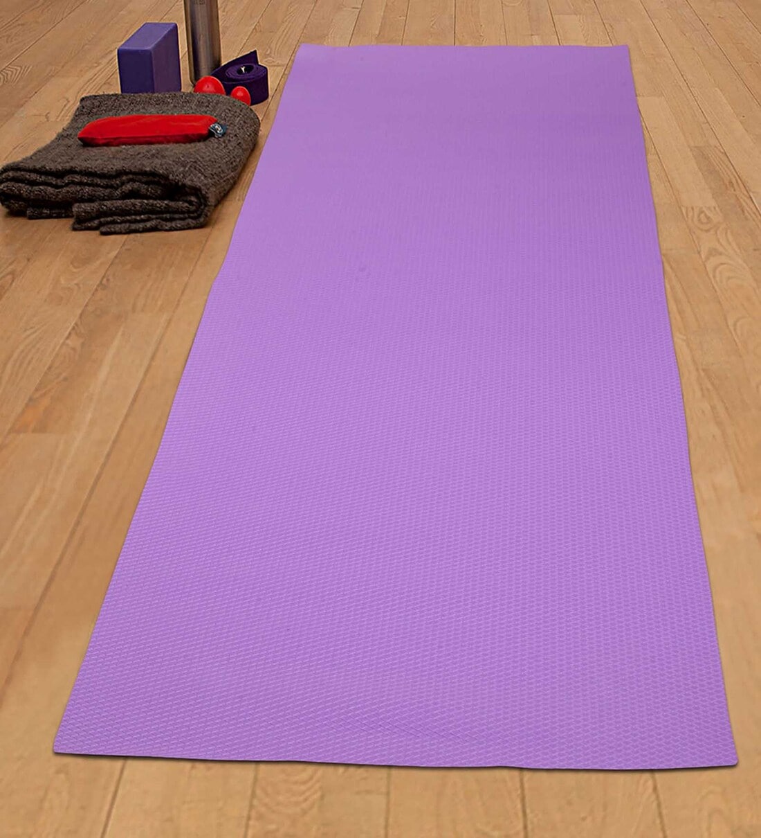 Purple Rubber Foldable Anti Skid 5 ft x 2 ft Yoga Mat, By Hosta Homes