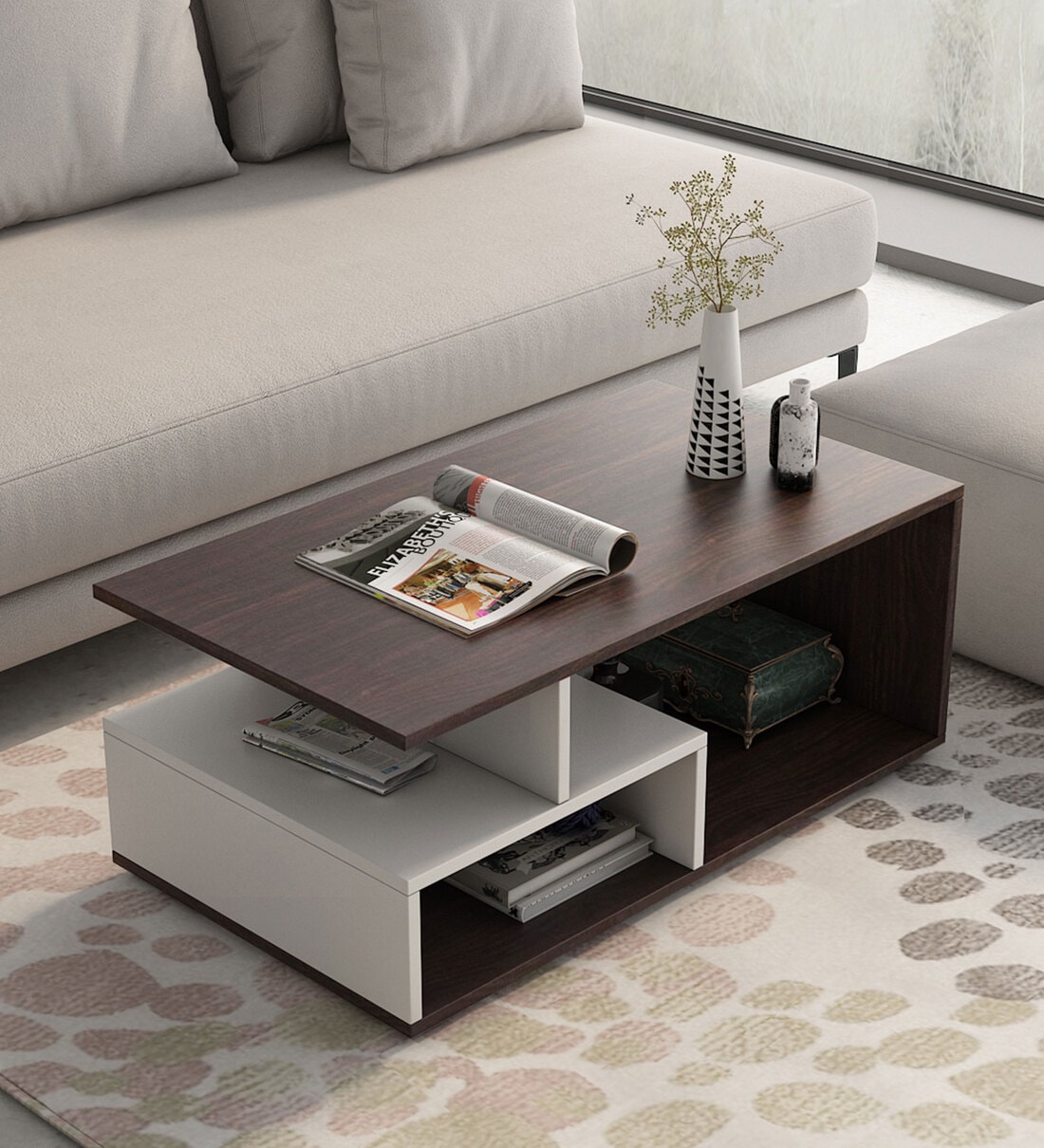 Max Coffee Table in Choco Walnut Colour, By A GLOBIA CREATIONS