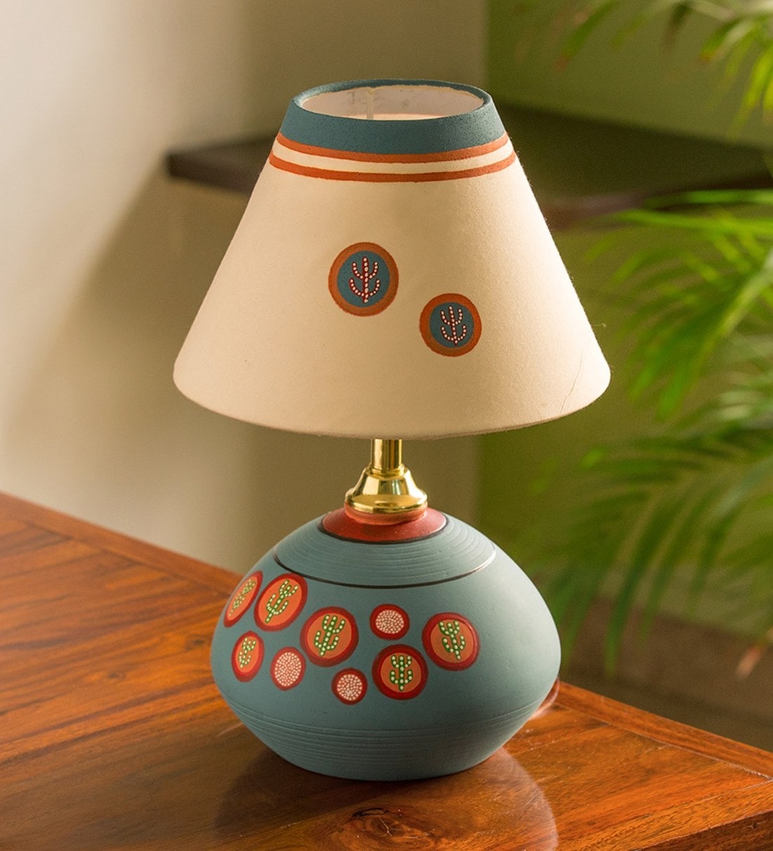 Oasis Multicolour Shade Table Lamp With Cotton Base, By ExclusiveLane