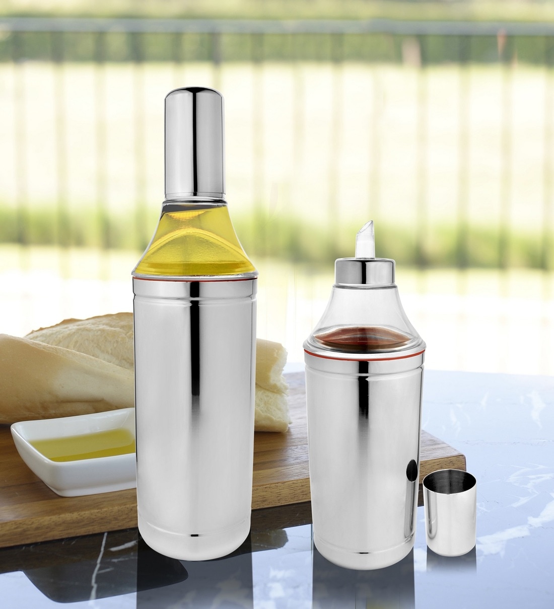 Riga Stainless Steel  500ml Silver 1 Piece Oil Dispenser, By URBANSPOON