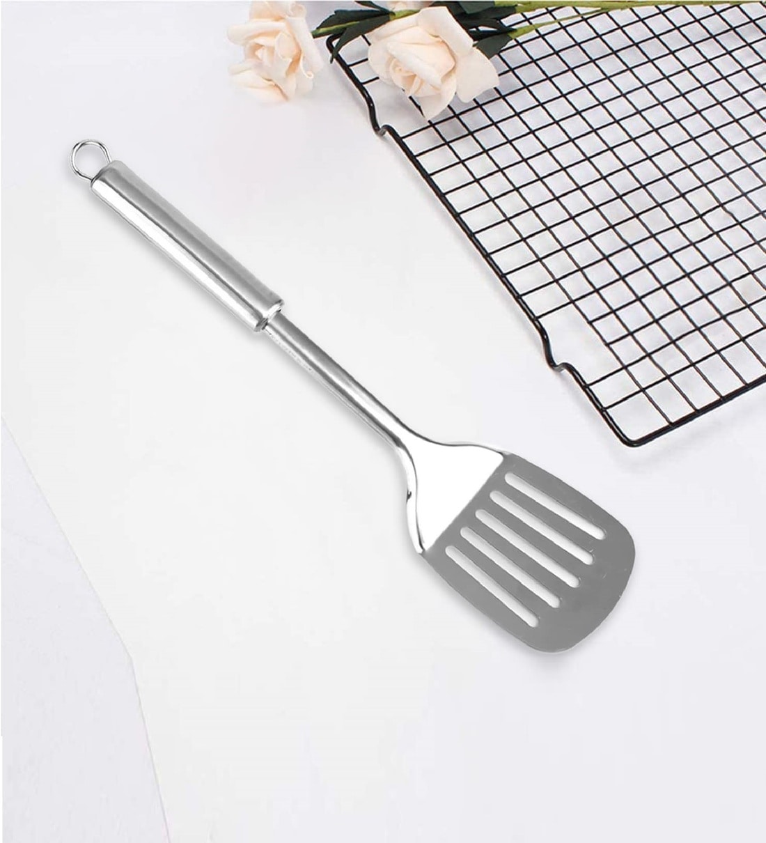 Oslo Stainless Steel Silver 1 Piece Slotted Turner, By URBANSPOON