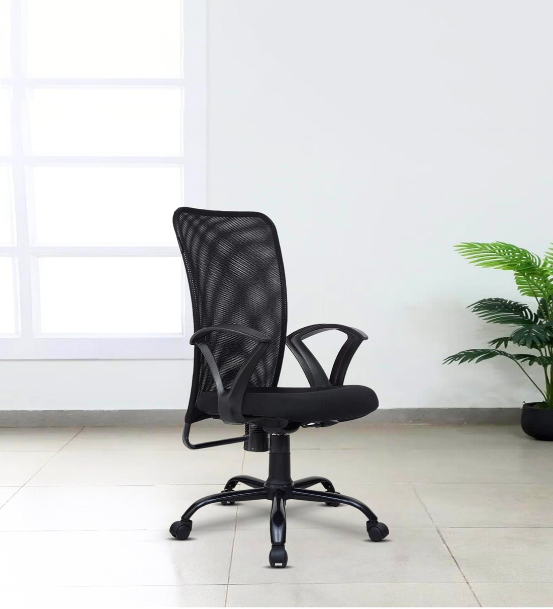 Solid Breathable Mesh Ergonomic Chair In Black Colour, By ErgoLab