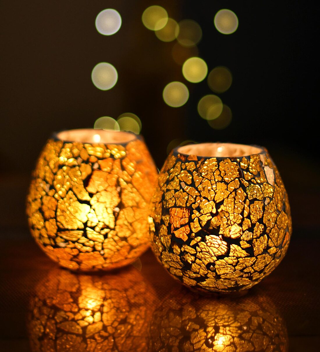 Yellow Glass Flinchum Votive & Tea Light Holders (Pack Of 2), By Homesake