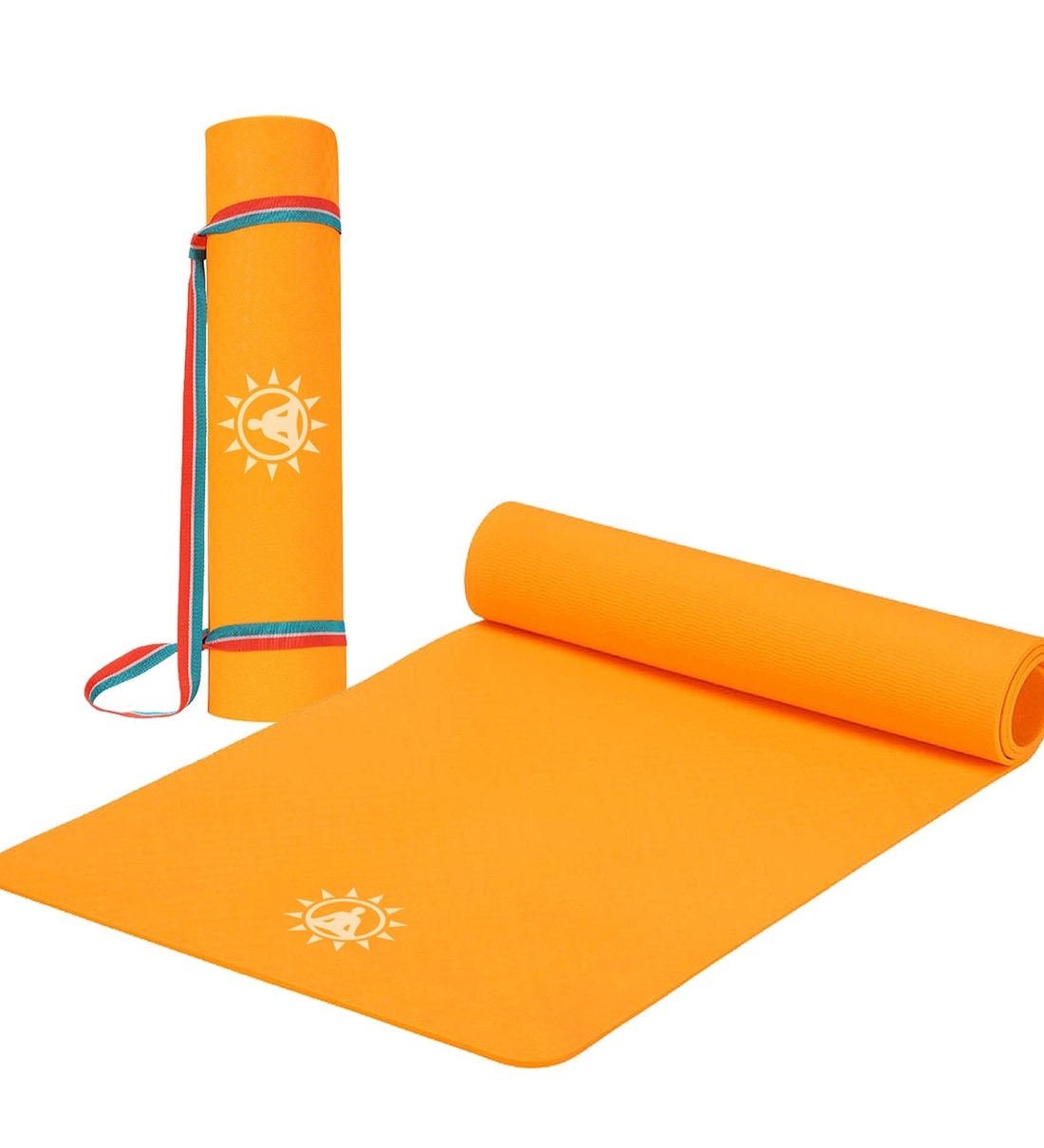 Orange Polyester Foldable Anti Skid 6 ft x 2 ft Yoga Mat, By Omnicures