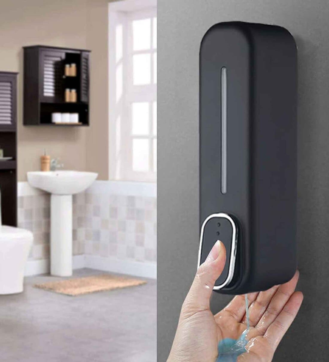 Black Plastic Soap Dispenser,Share By MFD Home Furnishing