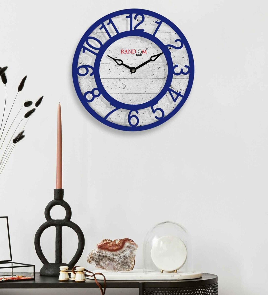 Blue Plastic Contemporary Modern Wall Clock,Share By Random