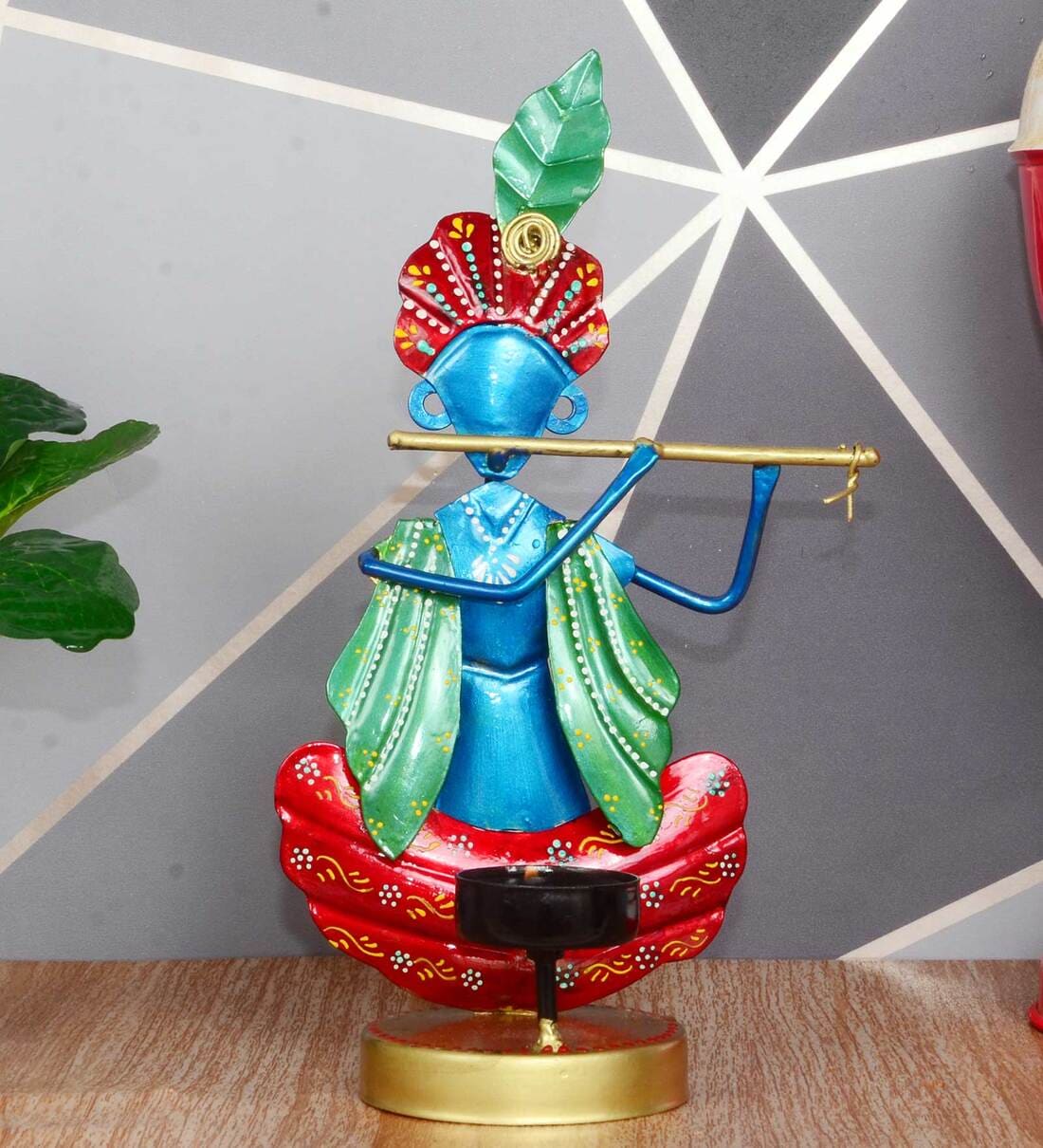 Krishna Multicolour Metal Table Tea Light Holder,Share By Home Decor International