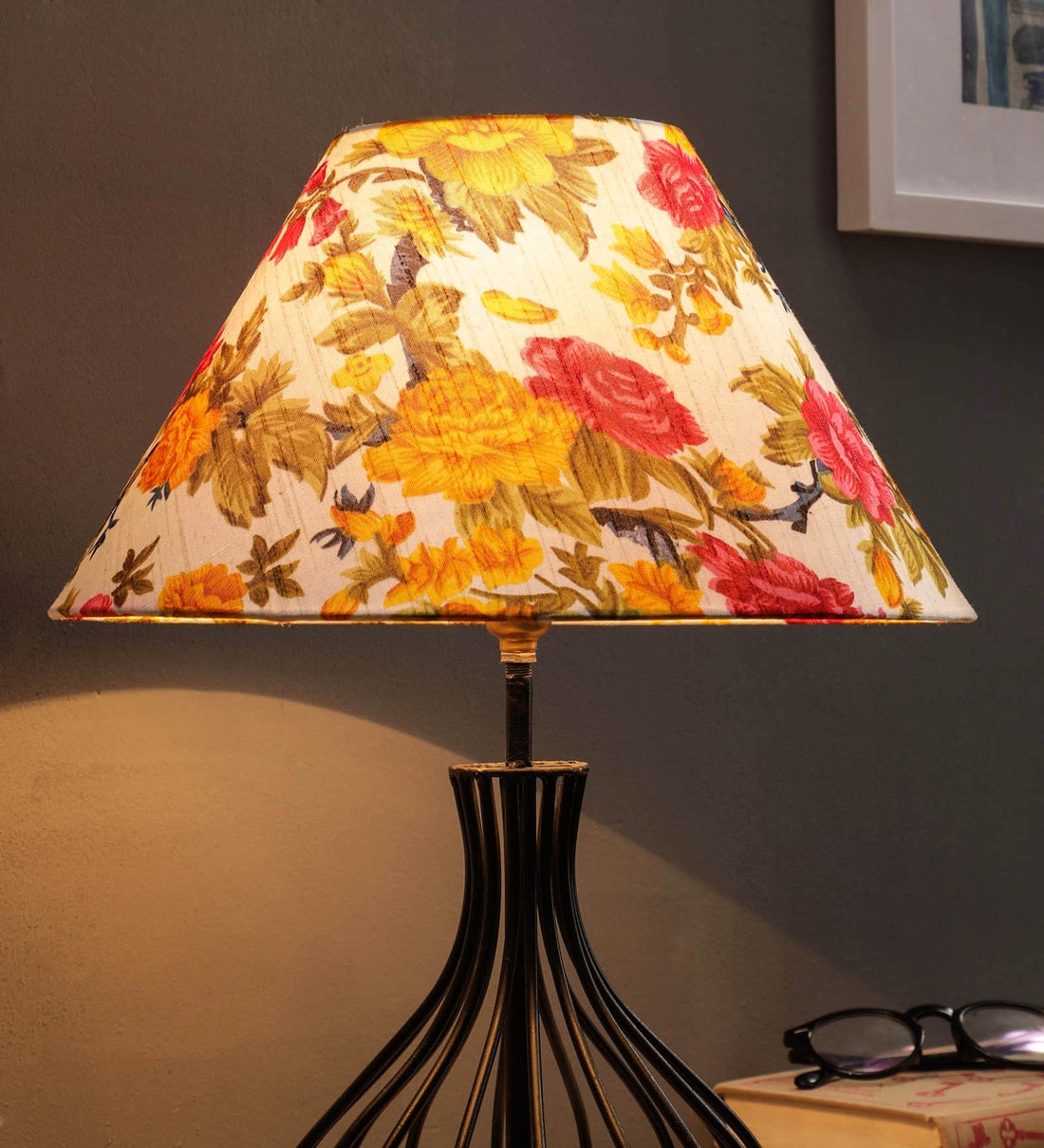 Petunia White Fabric Printed LampshadeShare By Foziq