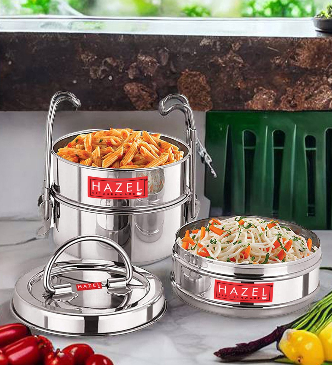 Silver Stainless Steel 3 Pc Container Lunch BoxShare By Hazel