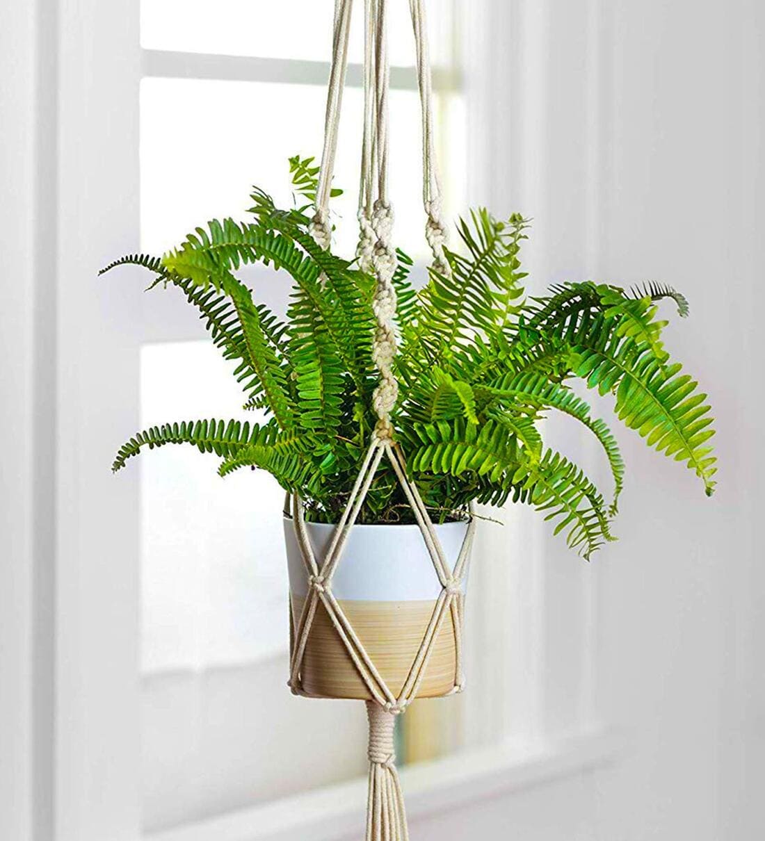 Off White Macrame Boho Hanging PlanterShare By Ecofynd