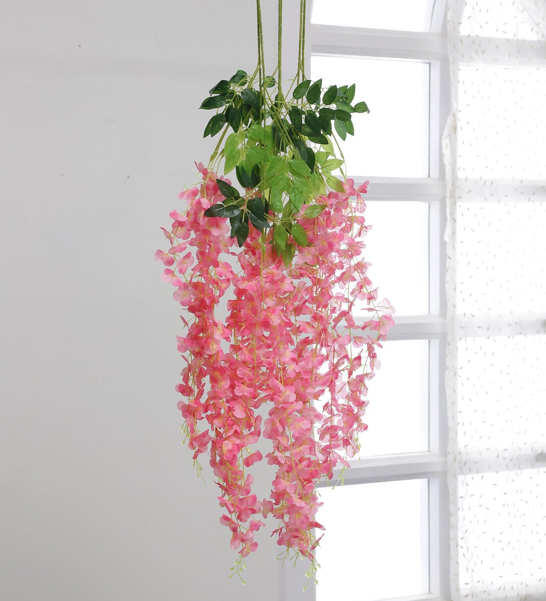 Pink Fabric & Plastic Artificial Hanging Orchid Flower Set of 6 SticksShare By Arick Decor