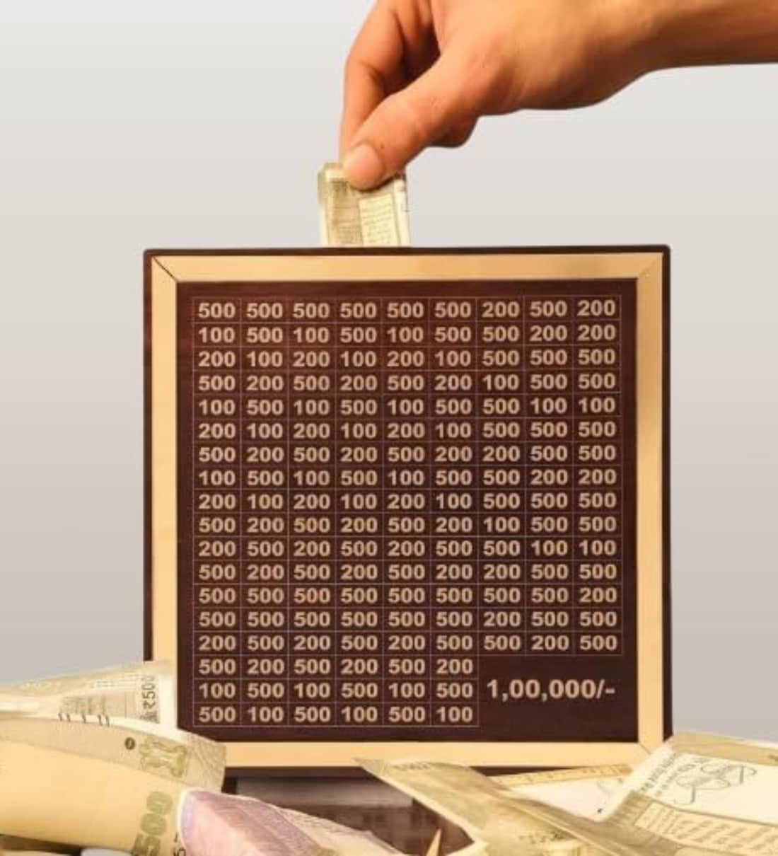 Wooden Money 1 Lakh Savings Target Box Cum Piggy BankShare By Regalo