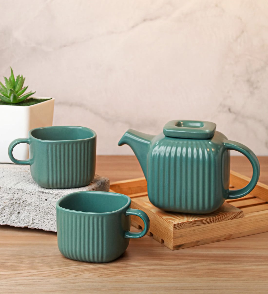 Bloom Tea Trio Set of 3 Viridian greenShare By Vola