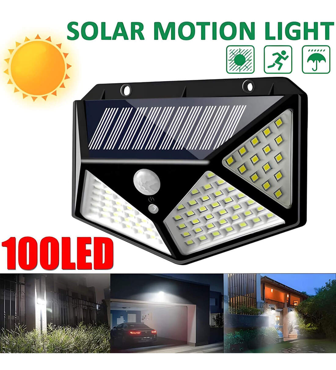 100 LED Motion & Solar Sensor Outdoor Light (3 Mode Lighting)Share By DecorativeRay