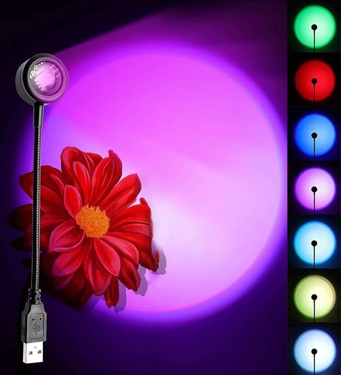 360 Degree Sunset Projector USB Night Light Lamp (Multicolour)Share By Wens