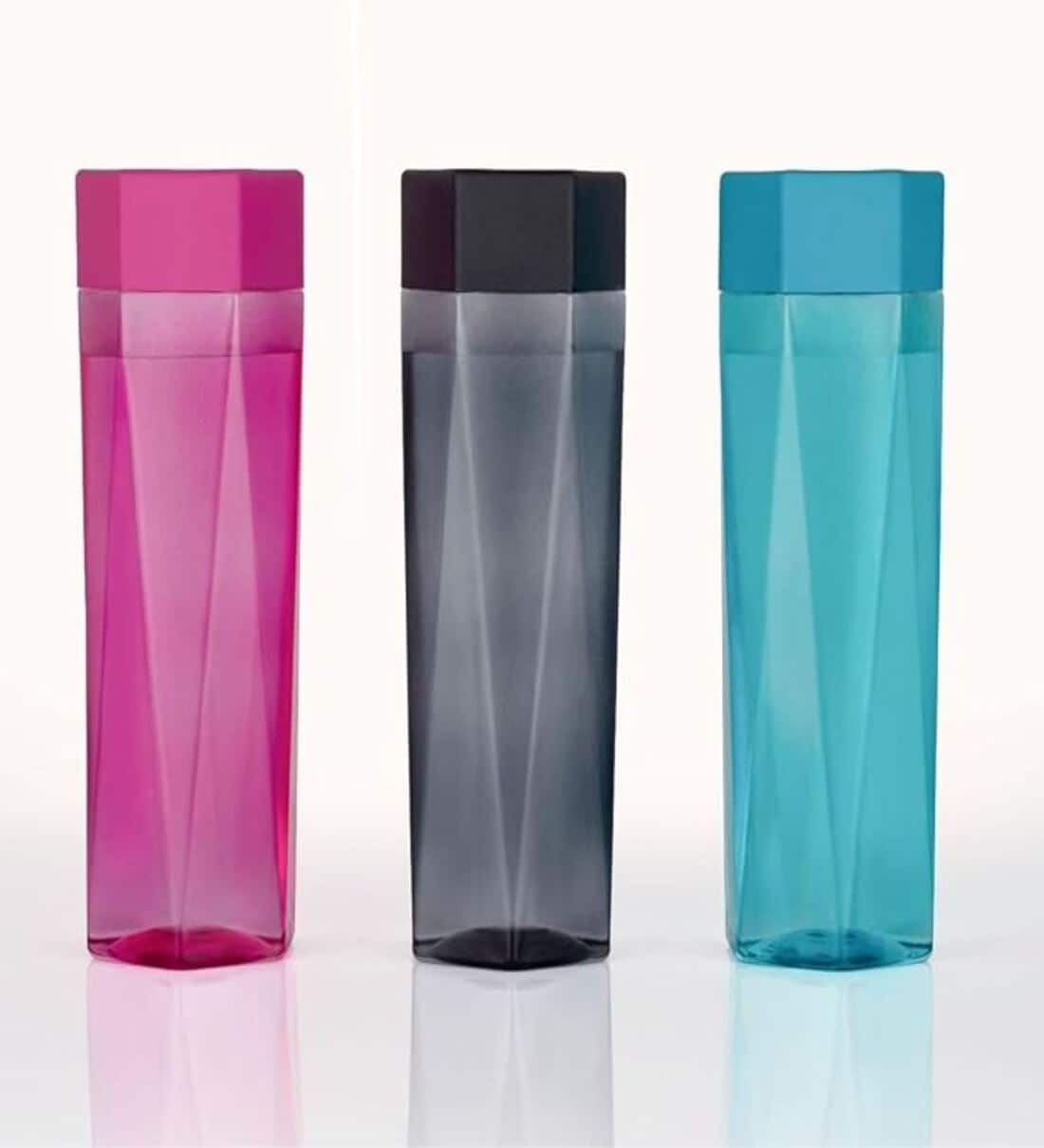 (Set of 2) 1 Ltr Hexagon Leak Proof Airtight Unbreakable Water BottleShare By 5 Needs