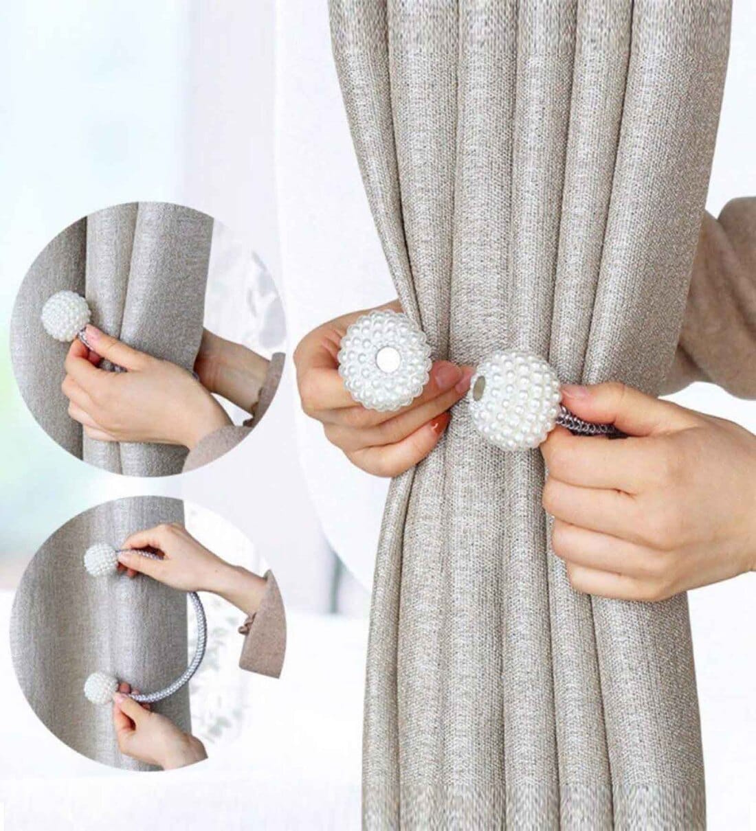 2 Pcs Pearl Decorative Magnetic Curtain Tiebacks Curtain HolderShare By Wens