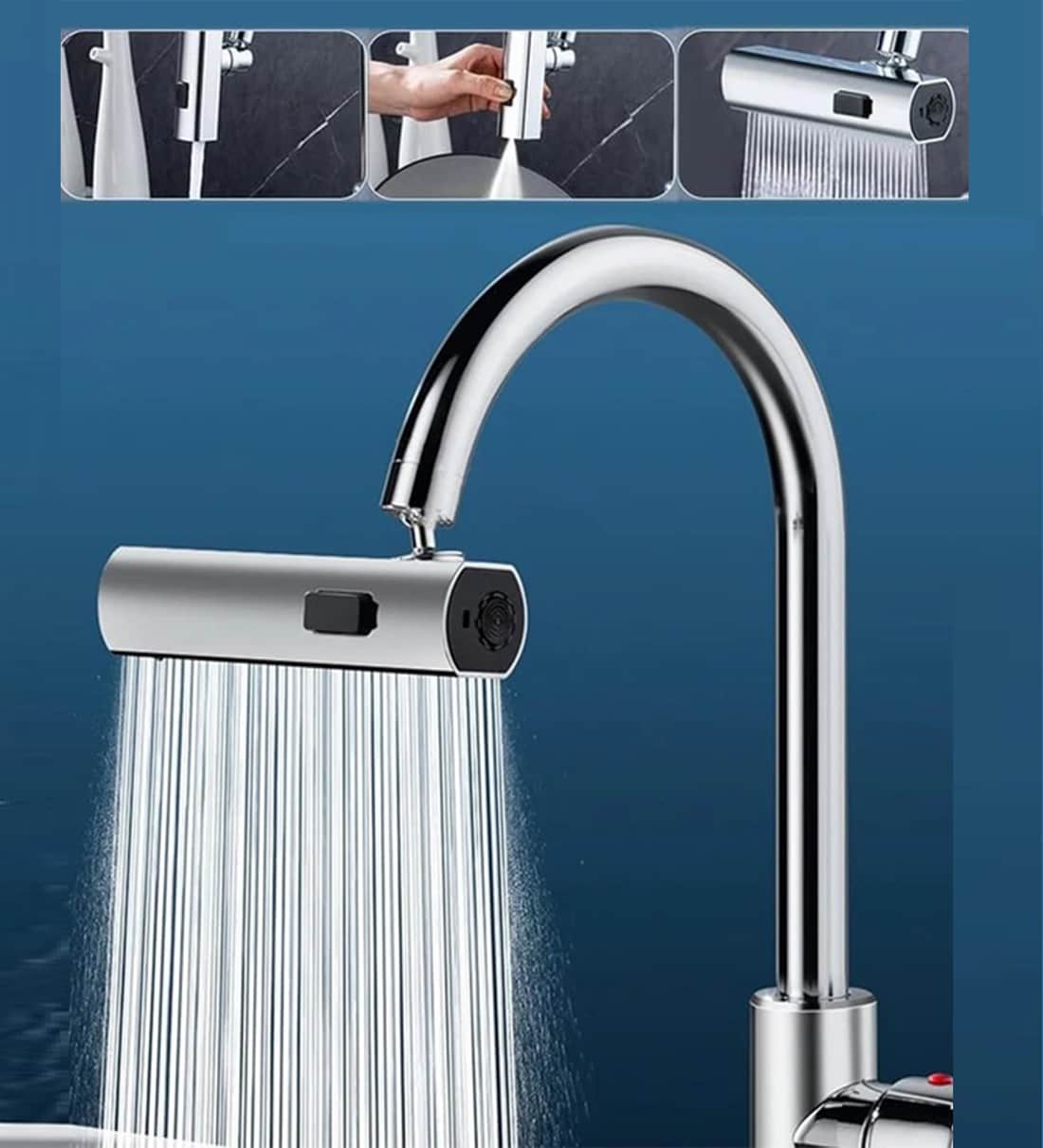 3 in 1 Waterfall Kitchen Faucet,360  Swivelling Anti-Splash Sink Faucet Sprayer AdapterShare By Wens