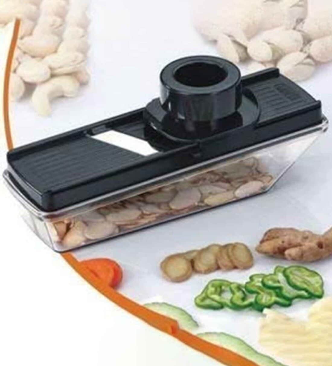 Fruit and Vegetable Compact Dry Plastic Cutter Slicer with Holder and ContainerShare By Wens