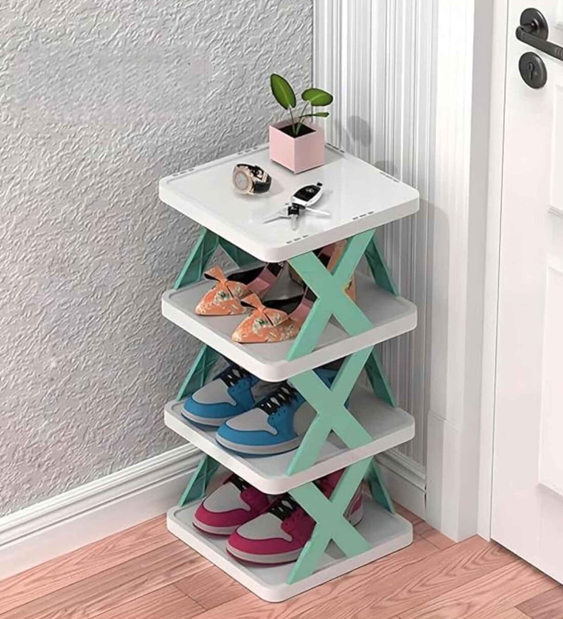 4 Layer Multipurpose Plastic Foldable RackShare By MFD Home Furnishing