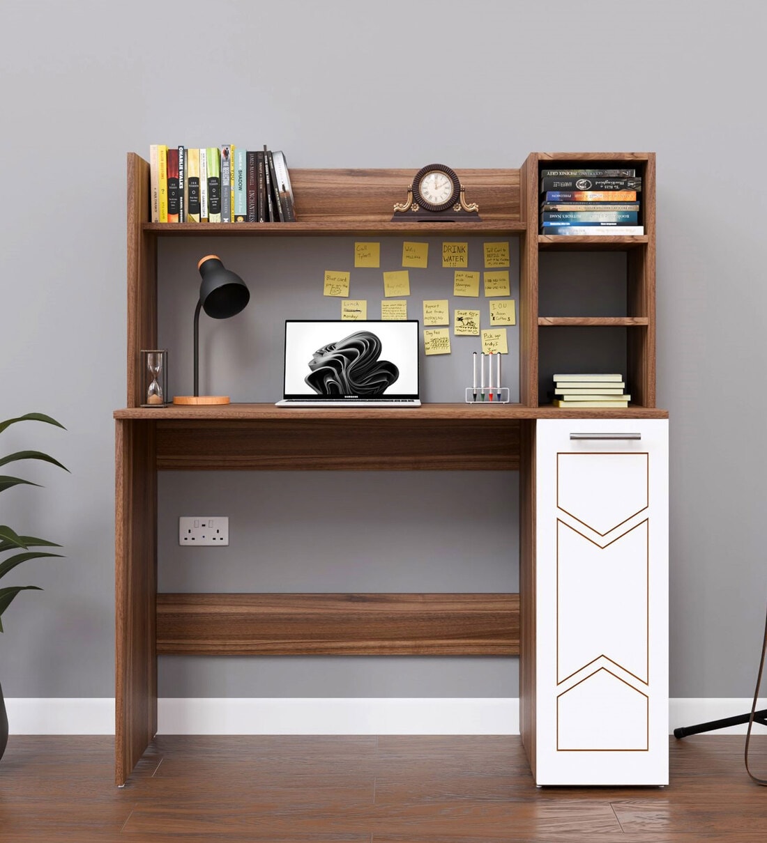 Liard Study Table In Noce Lyon And White ColourShare By Spydercraft