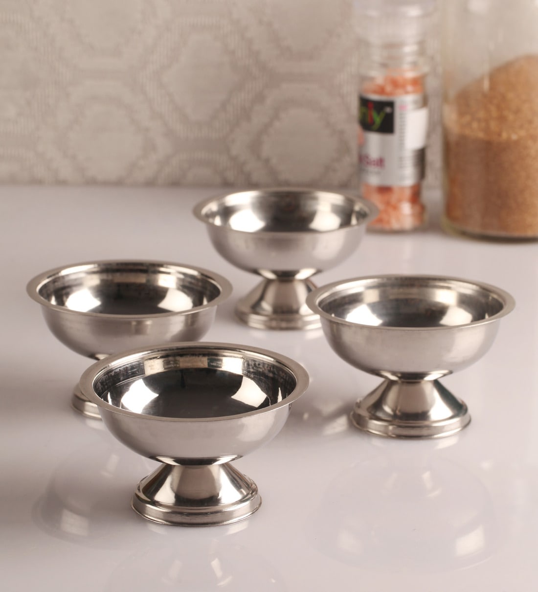 Silver 150 ML Stainless Steel (Set of 4) Ice Cream CupsShare By Dynore