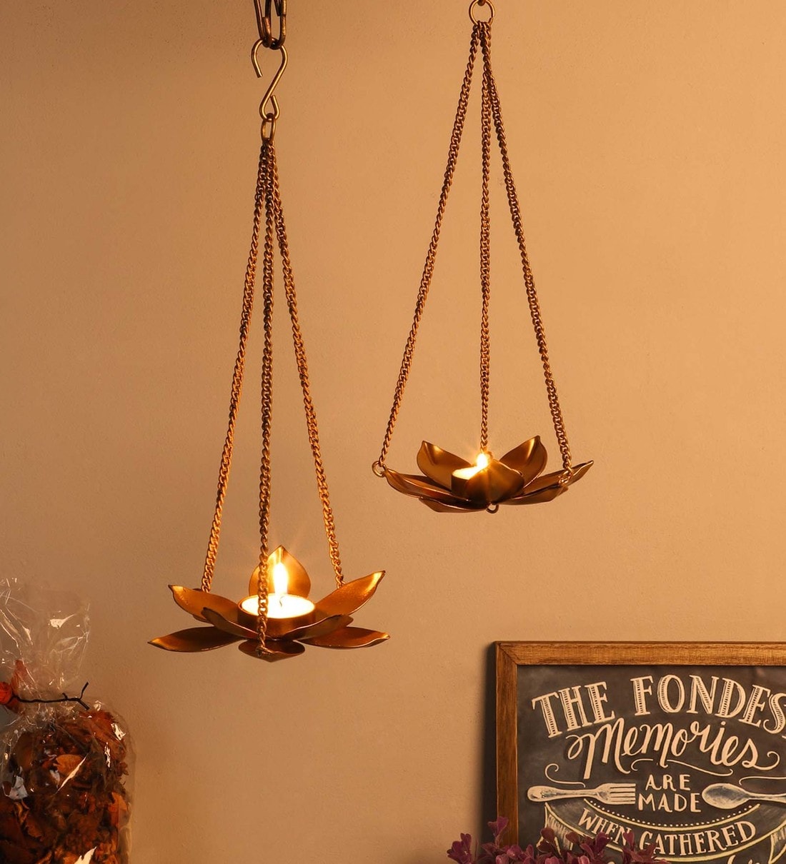 Triple Chain Tealight Holder Set of 2Share By Amaya Decors