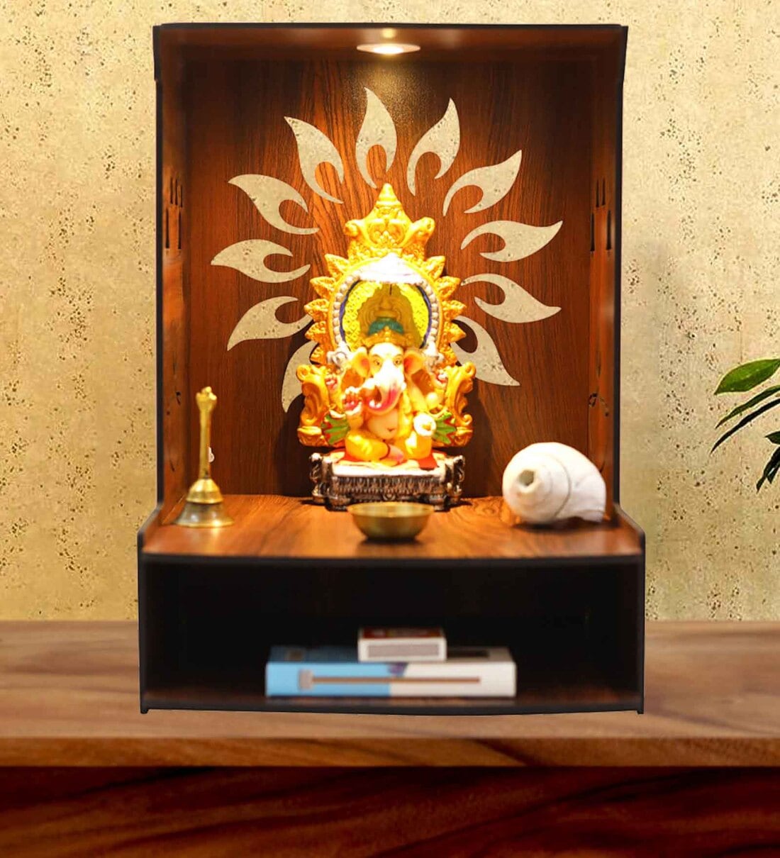 Om Wall Mount Pooja Wooden  Mandir For HomeShare By Sehaz Artworks