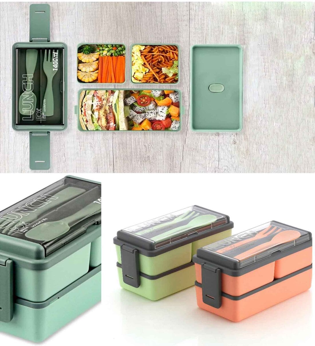 Microwave Safe Leak Proof 3 Compartment Lunch Box (Multicolour)Share By Wens