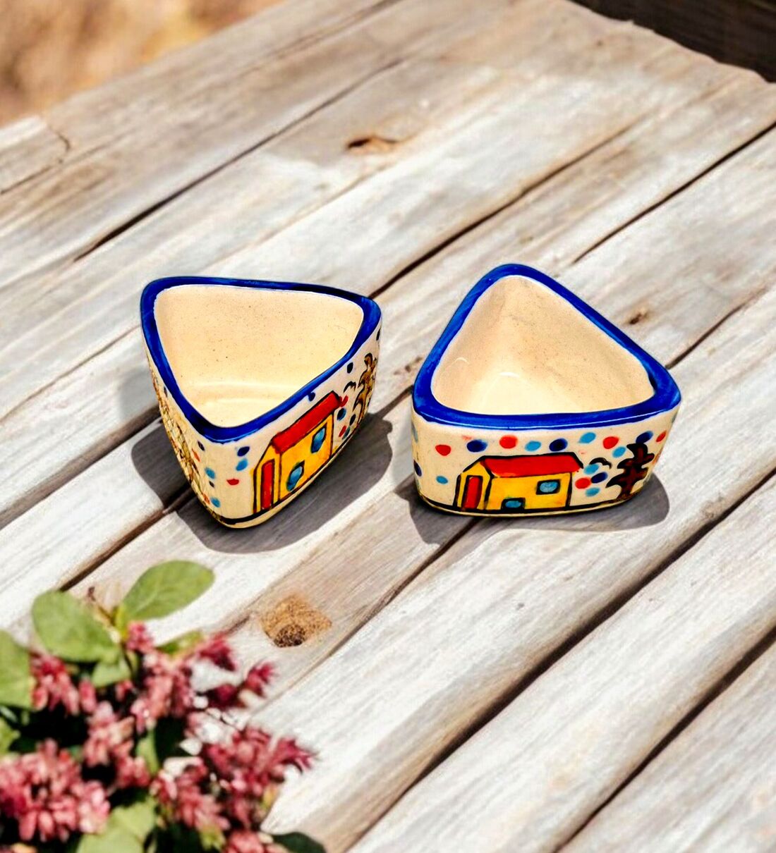 (Set of 2) Hand Printed Ceramic Mini Dip Bowl (White)Share By VoiDrop