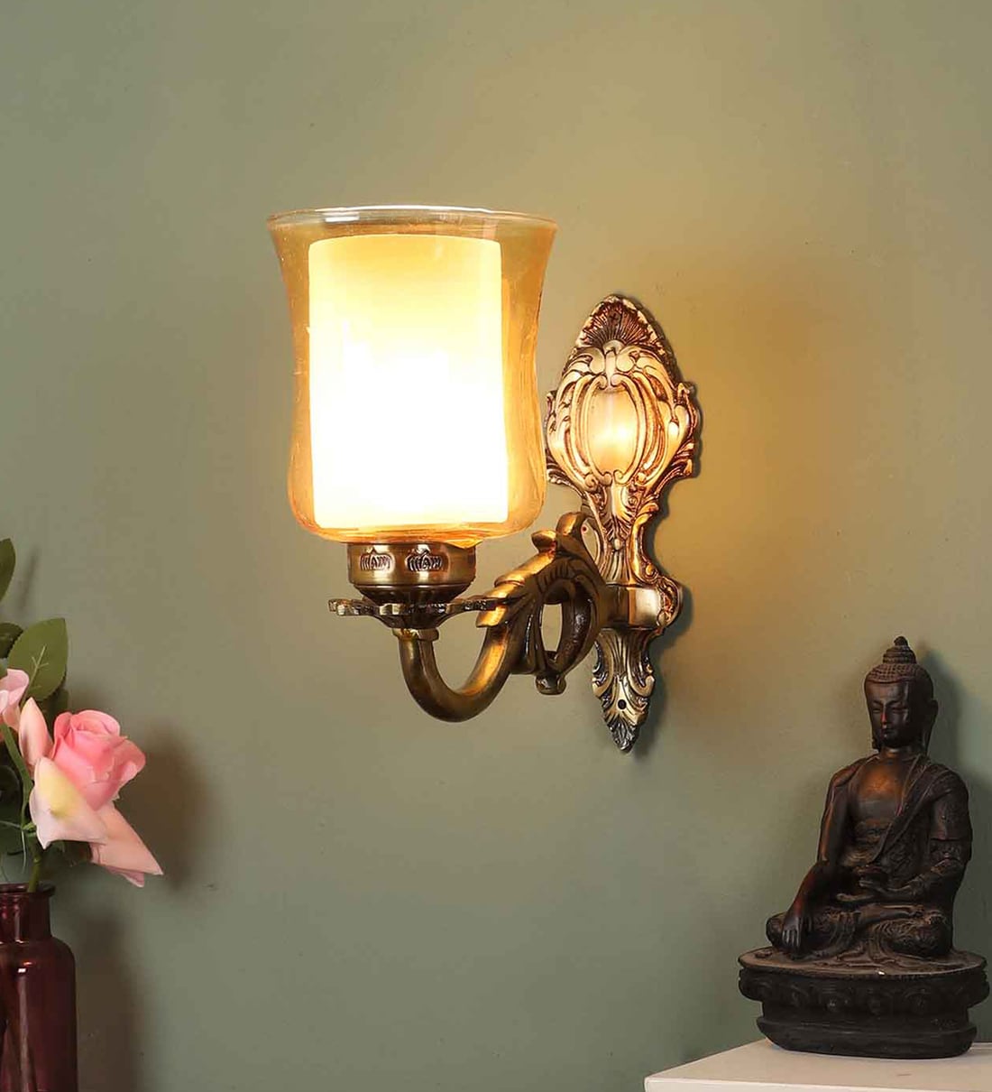 Antique Metal Wall Mounted Uplight Sconce (Antique Brass)Share By Eliante by Jainsons Lights