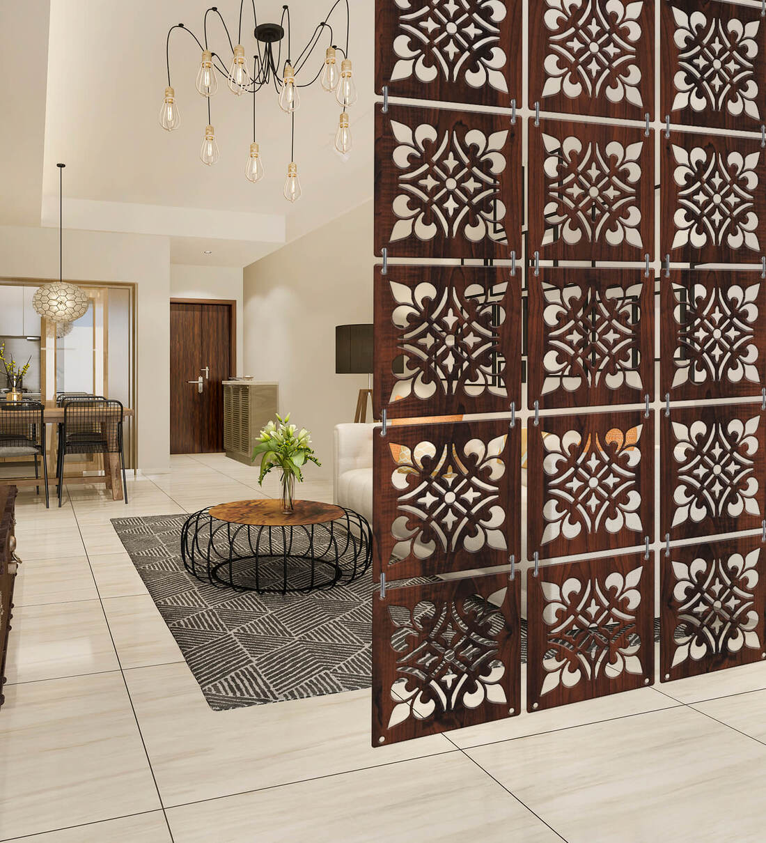 Walnut Engineering Wood (Pack Of 12) Hanging Room DividerShare By Random