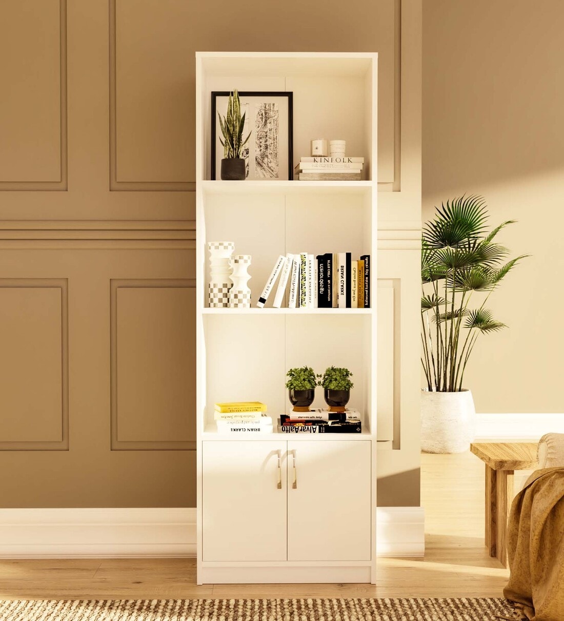Hashimoto 4 Tier Book Shelves In White FinishShare By Mintwud from Pepperfry