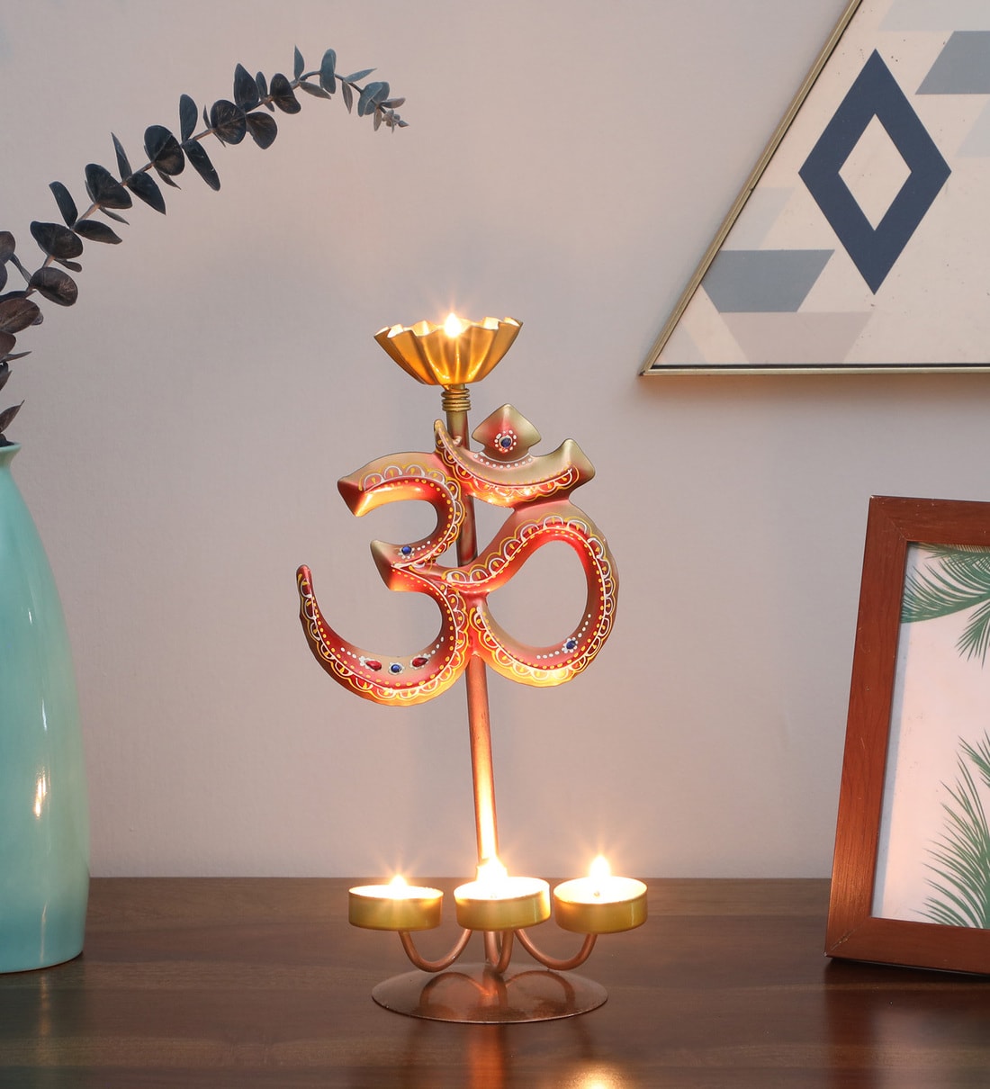 Om Multicolour Iron Candle HoldersShare By Jasolika creations