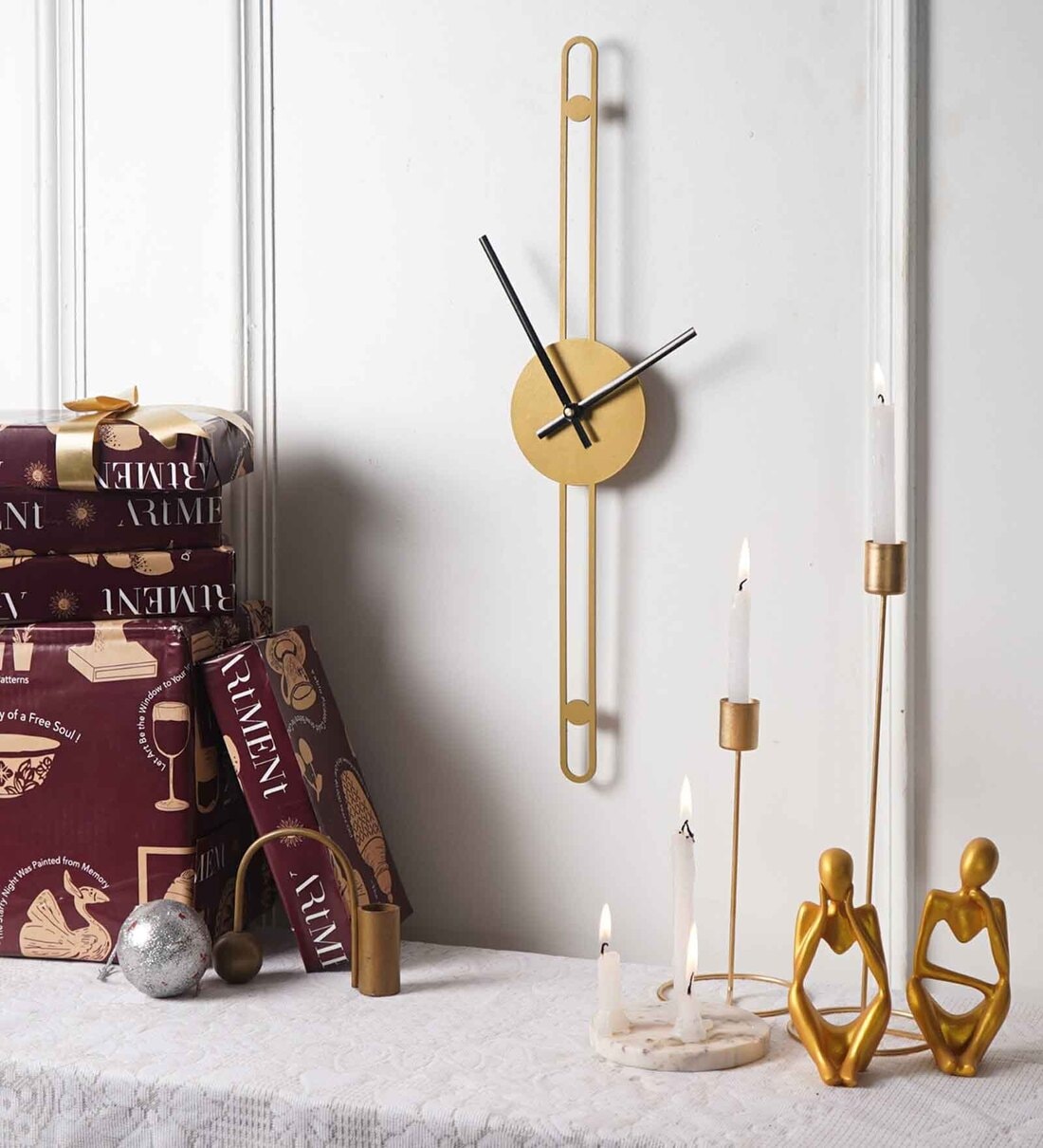 Nordic Minimalist Gold Needle Gold Wall Clock Gift BoxShare By The Artment