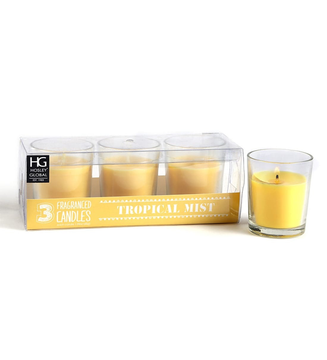 Tropical Mist Aroma Set Of 3 Yellow Wax Scented CandlesShare By Hosley