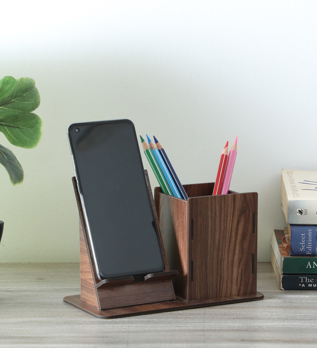Phone & Pencil Stand MDF Desk Organizers BrownShare By SHRIBALAJIARTS