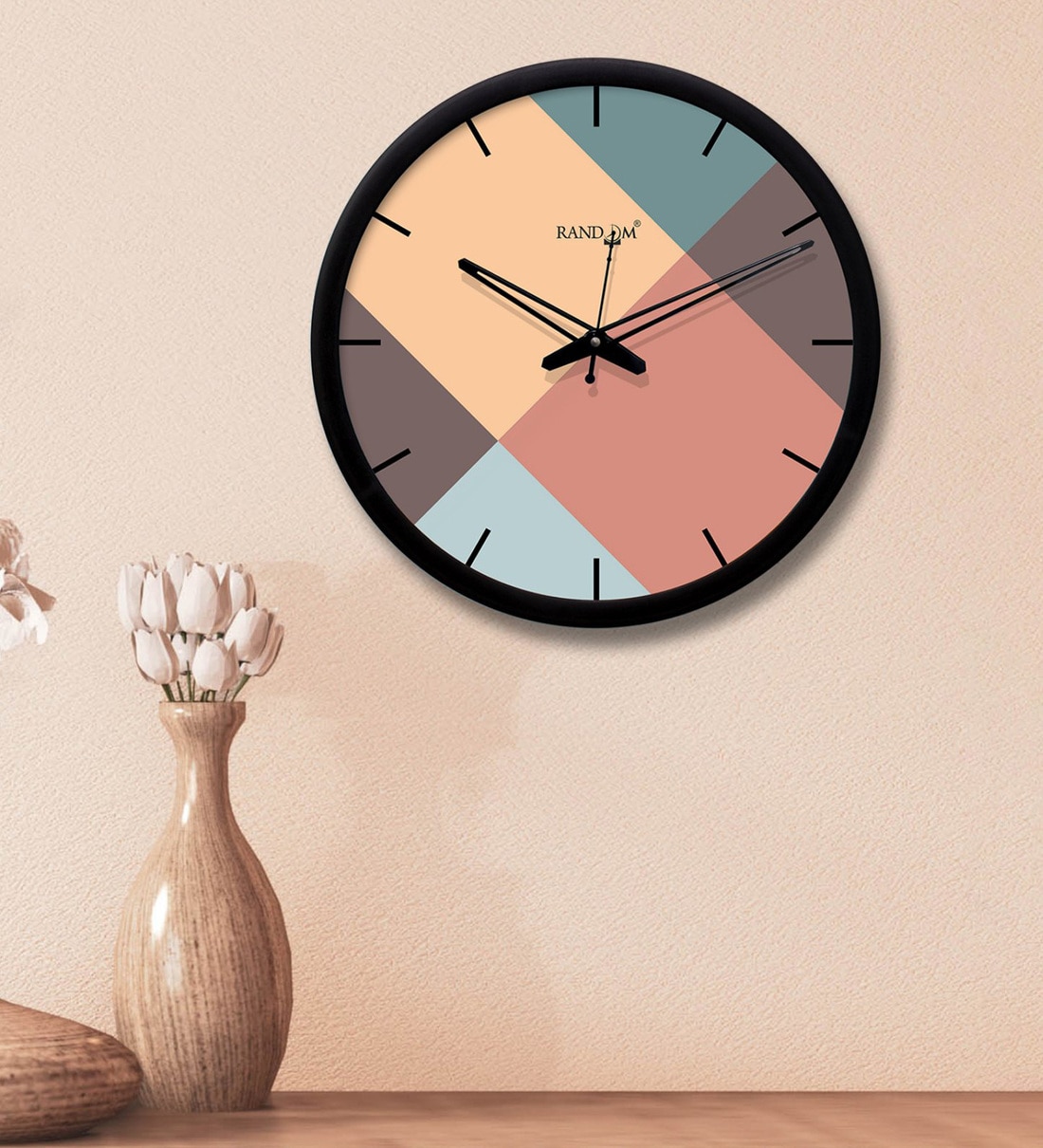 Classic Plastic Round Wall Clock In BlackShare By Random