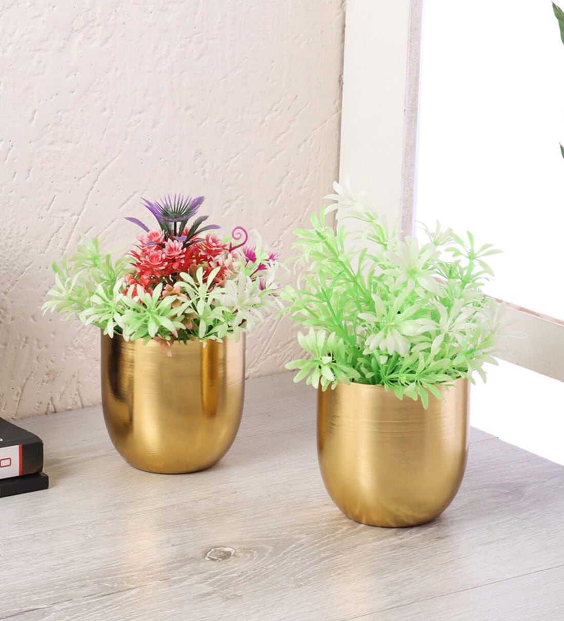 Gold Plating Table Top Planter Set of 2Share By Amaya Decors