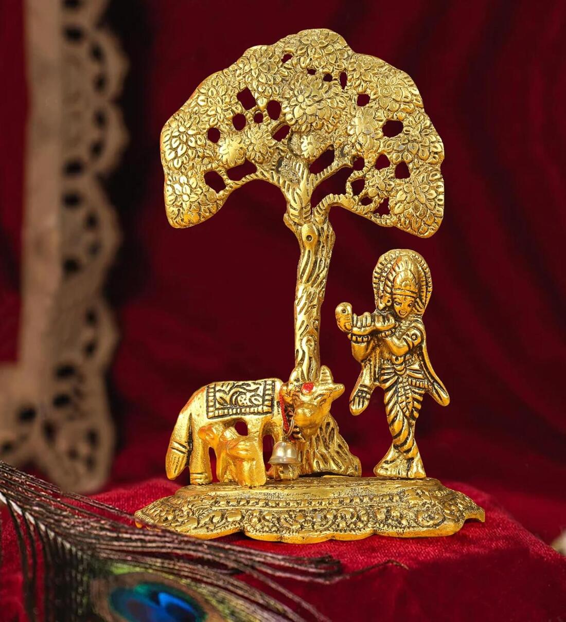 Krishna 16.5 cms Metal Religious Idol (Gold)Share By Fashion Bizz