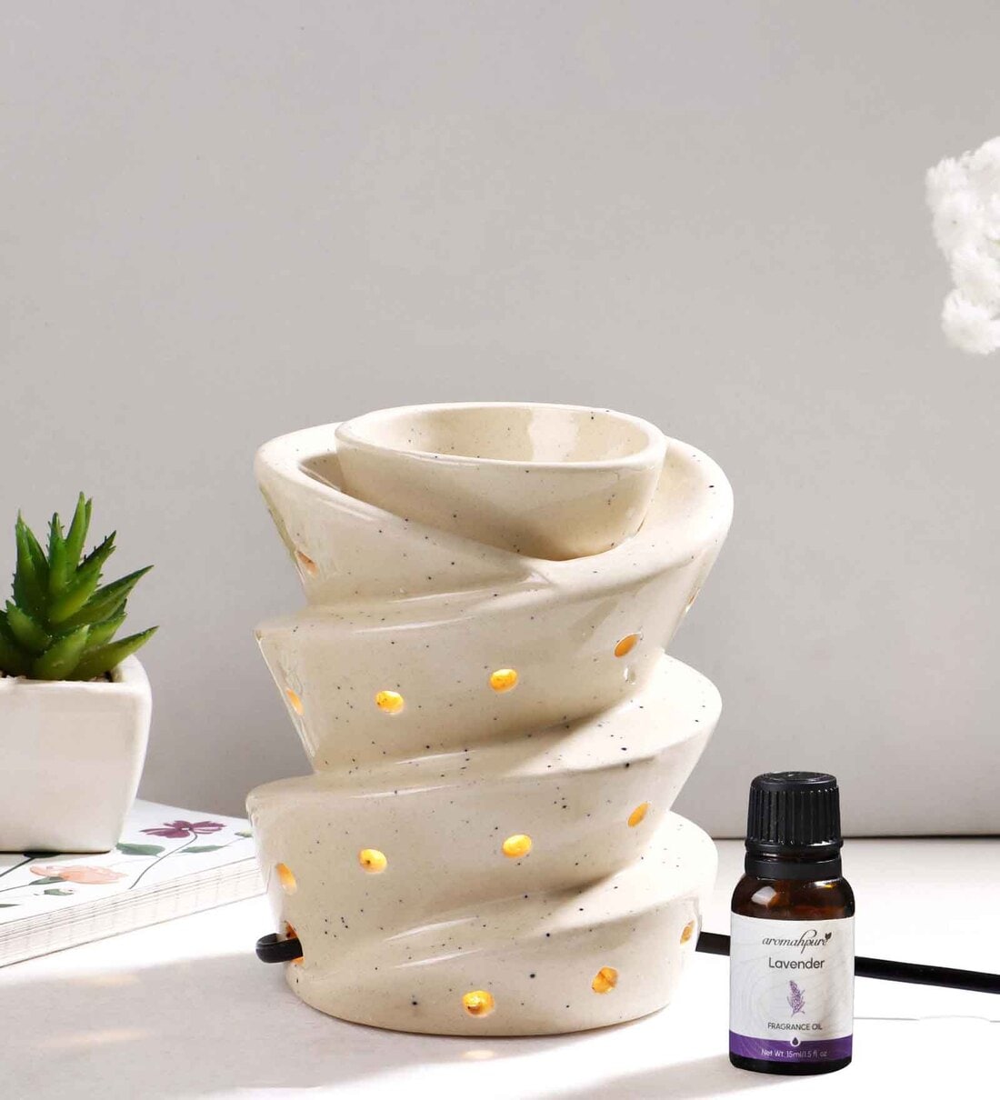 White Electric Ceramic Spiral DiffuserShare By Aromahpure