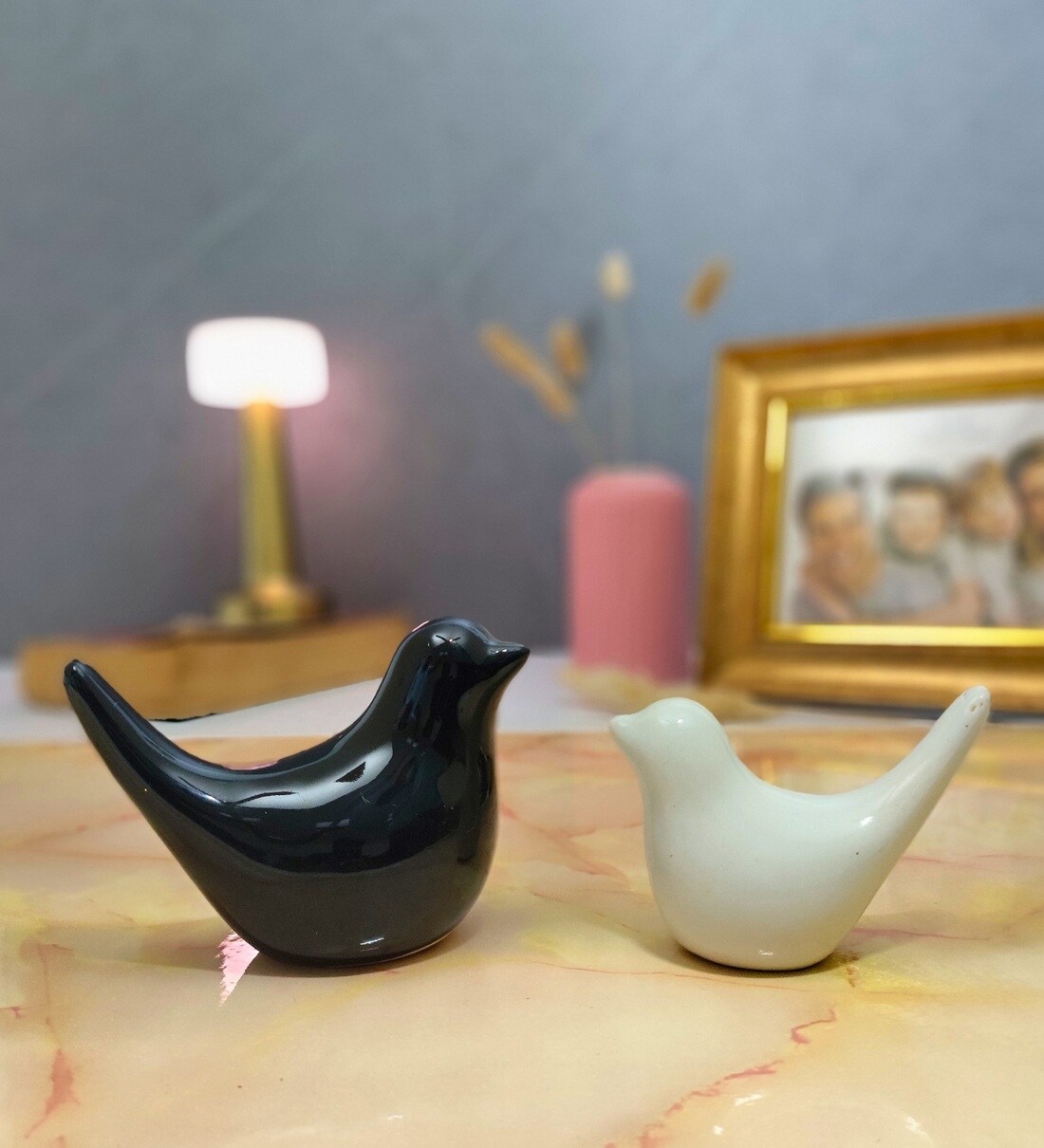 2Pcs Ceramic Bird Figurine Showpiece (Black & White)Share By Kreative Arts