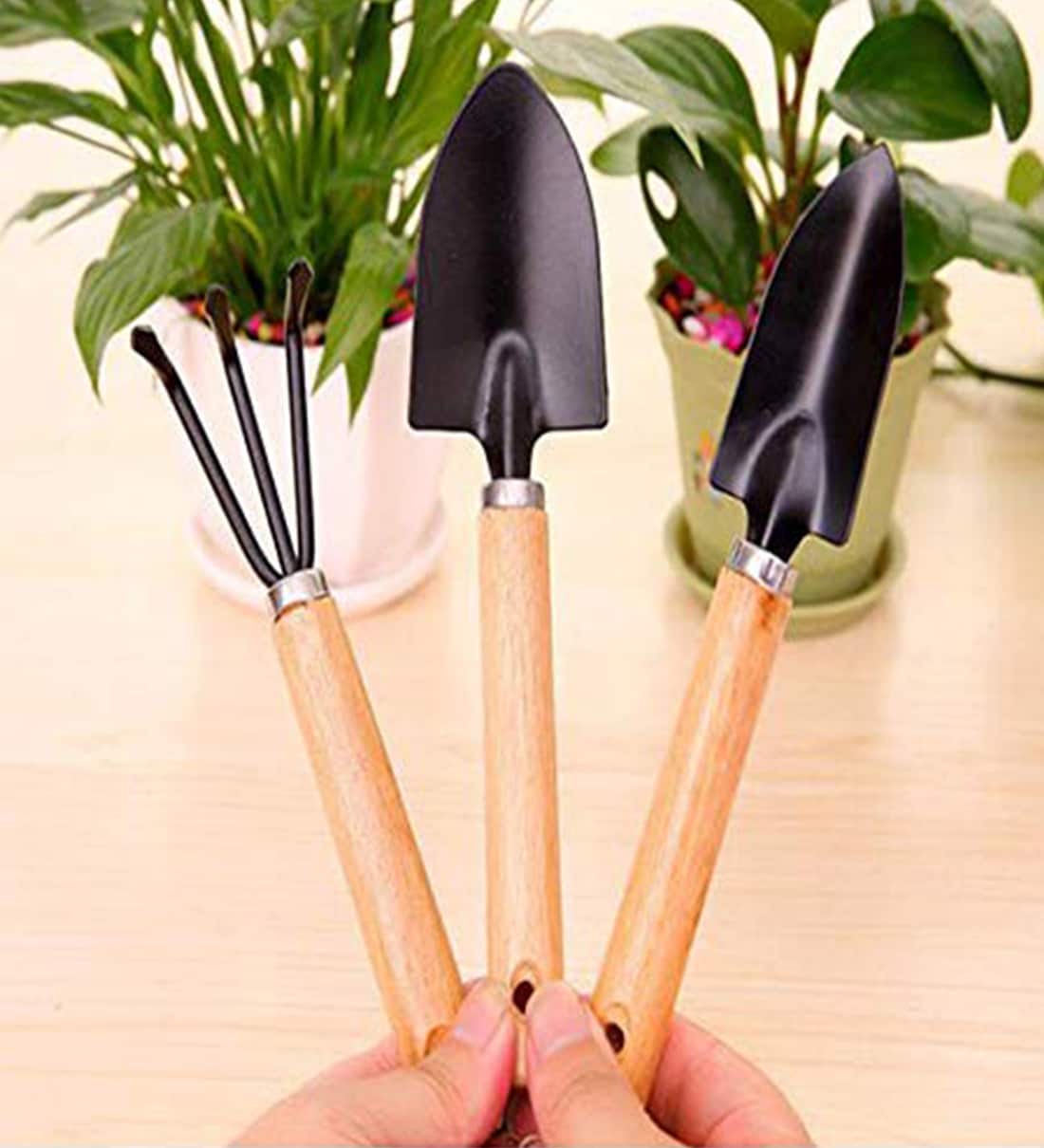 3 Piece Mini Gardening Tool Set With Wood HandlesShare By Wens