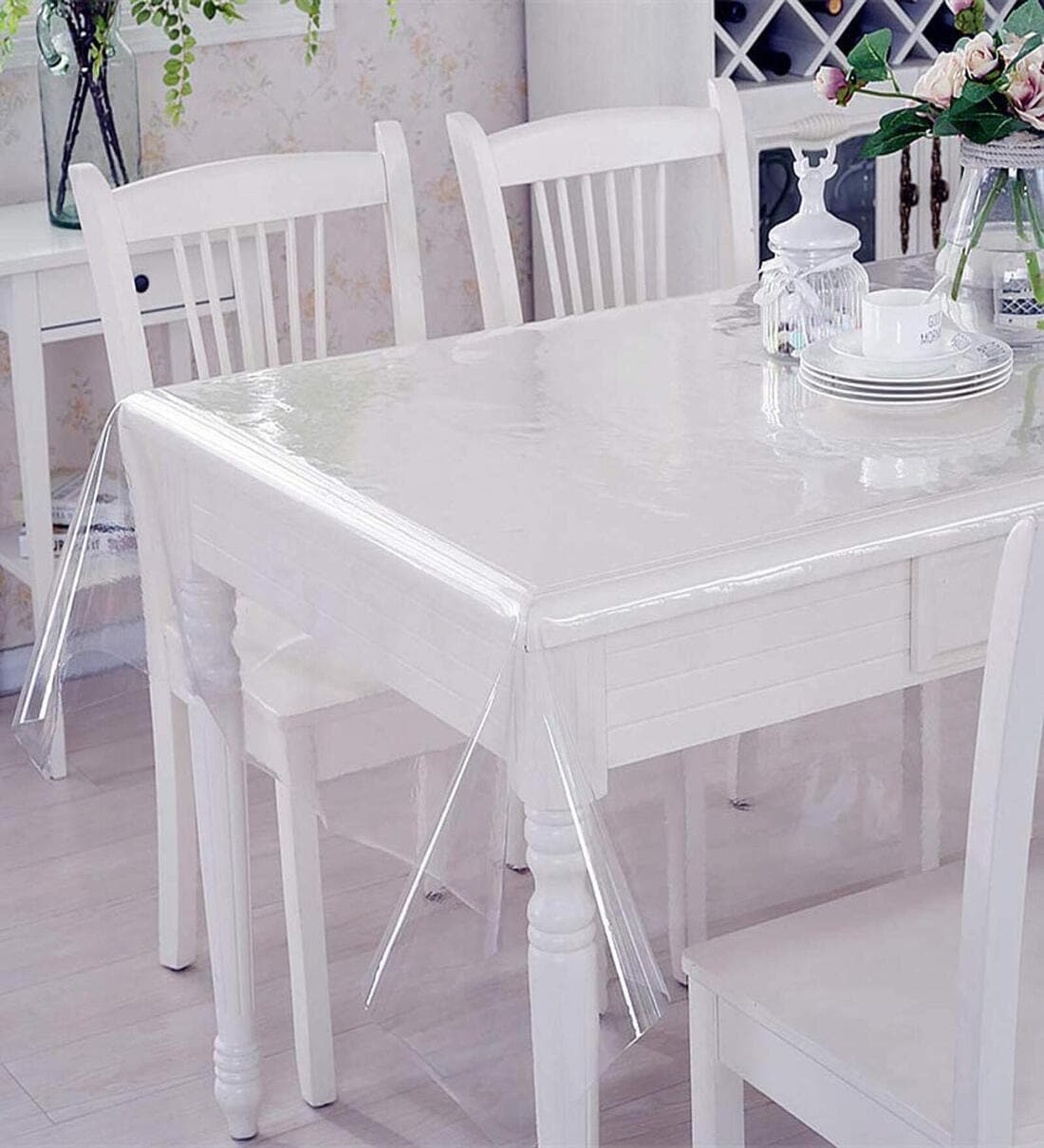 Transparent Solid Heat-Resistant, Waterproof (90x60) Table ClothShare By Ambbi Collections