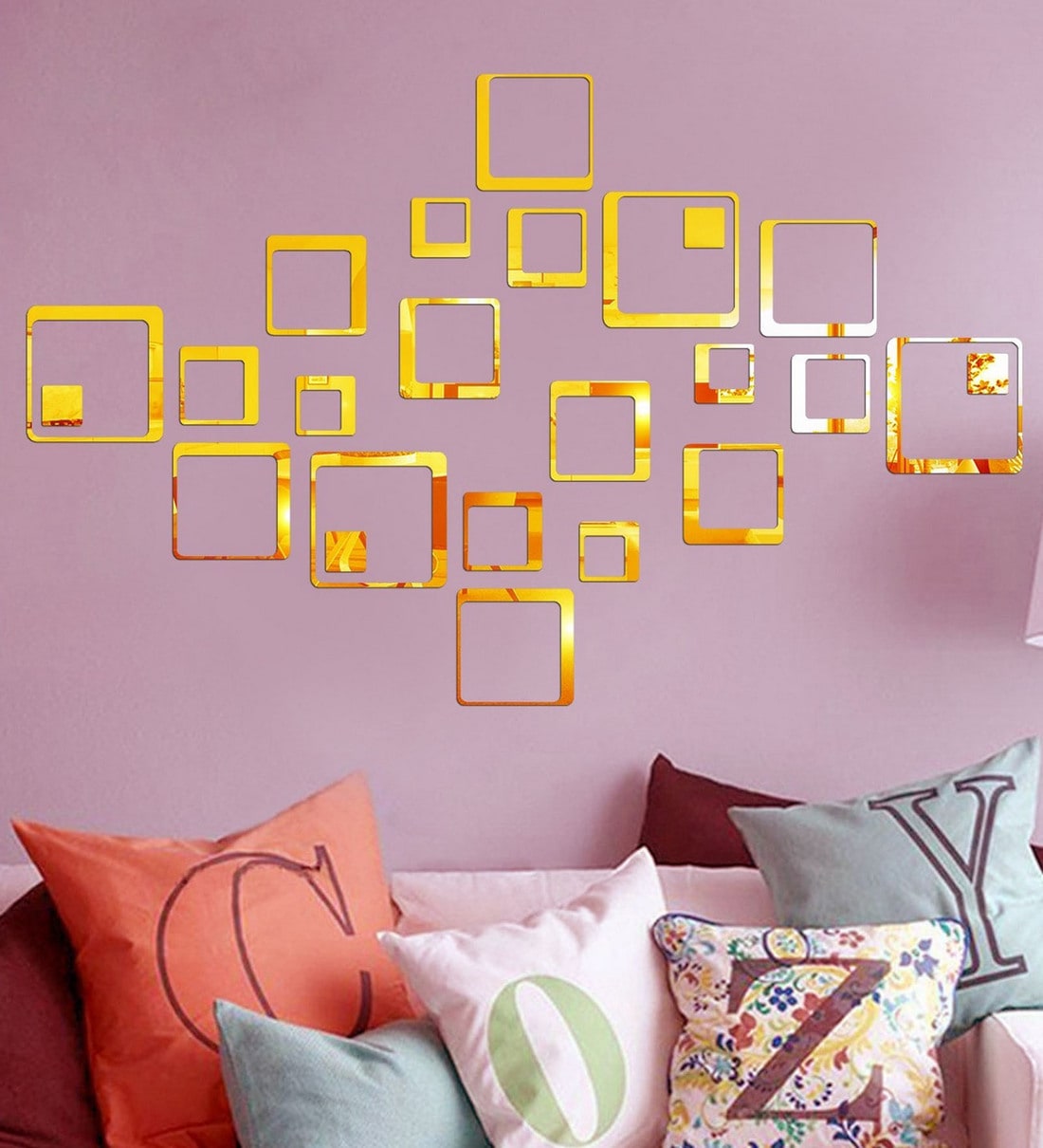 Acrylic 24 Gold Squares Wall DecalsShare By Sehaz Artworks